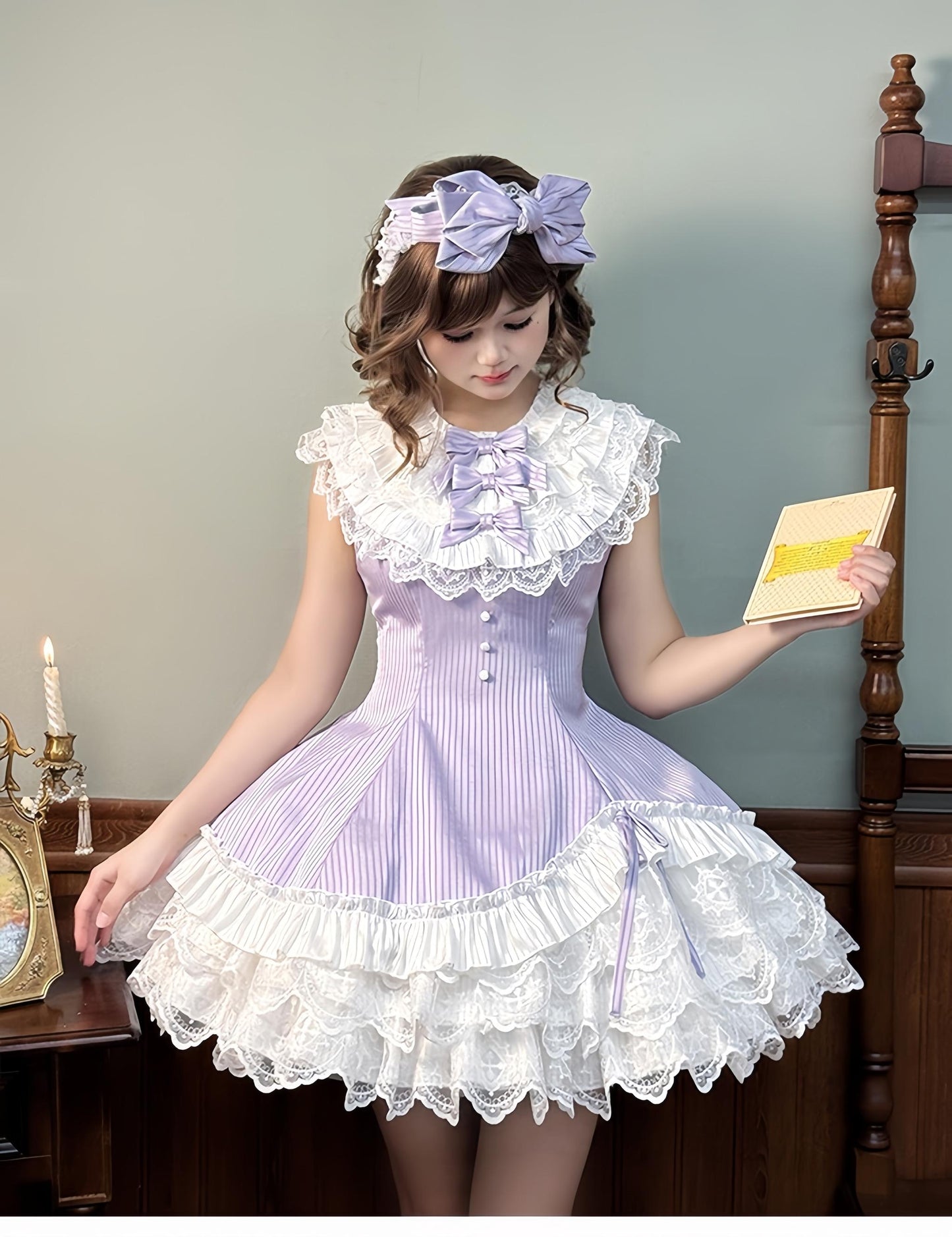 Alice Girl~Arrogant Miss~Sweet Lolita Jumper Dress with Tiered Lace Dress