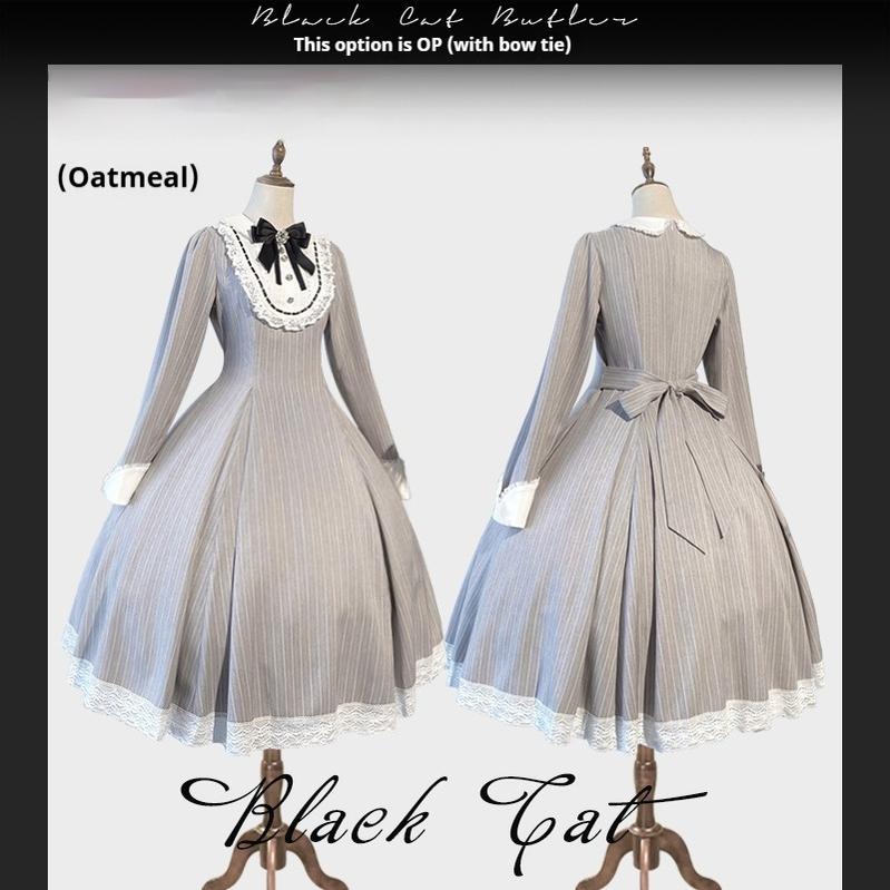 Hezi's Cat Haven~Black Cat Butler~Maid Lolita OP Dress Elegant Black and White Dress