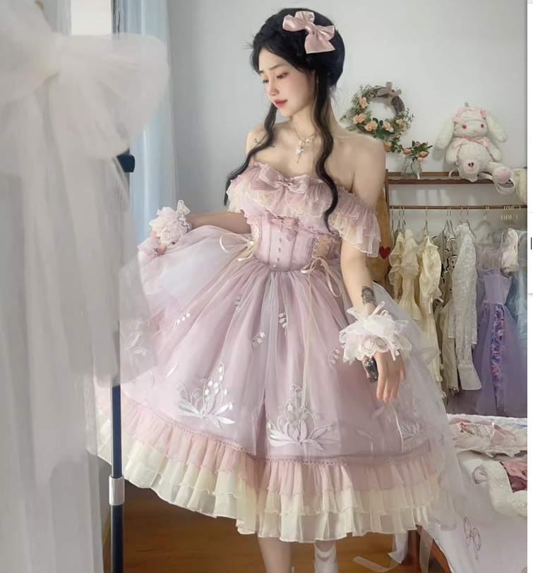 Mieye~Elegant Lolita JSK Flounce Hemline Multicolors