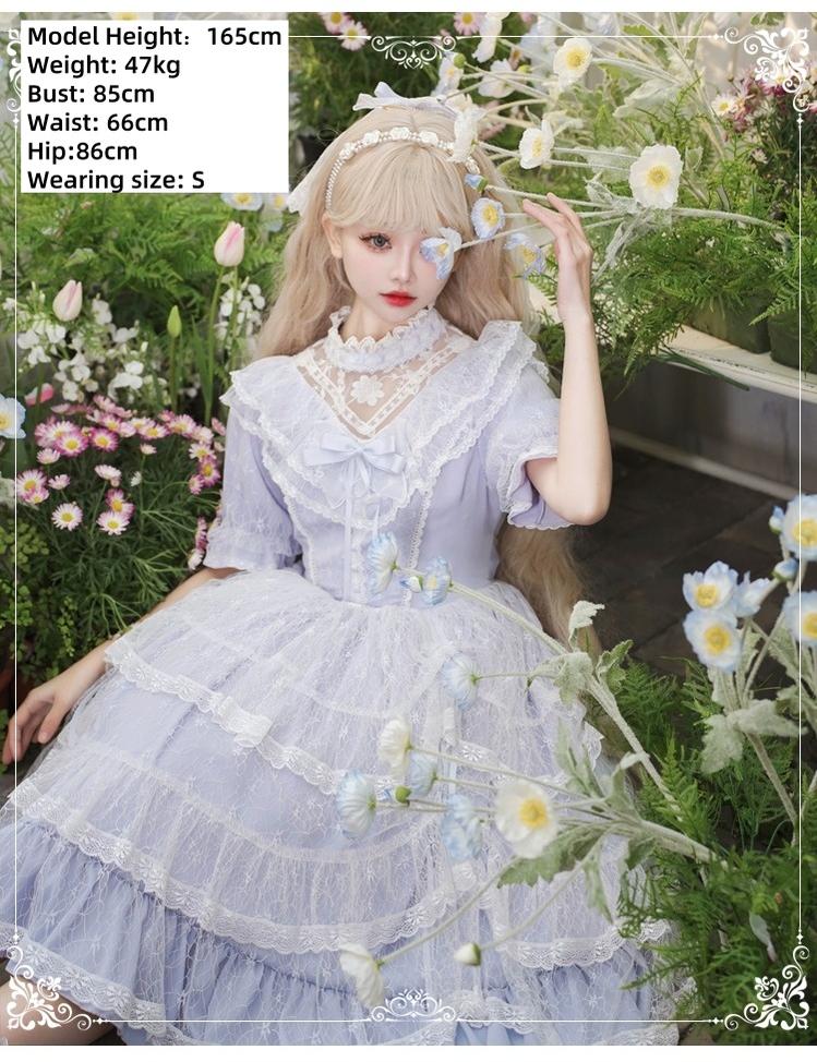 Eieyomi~Iris Love~Classic Lolita OP Princess Lolita Puff Dress and Veil