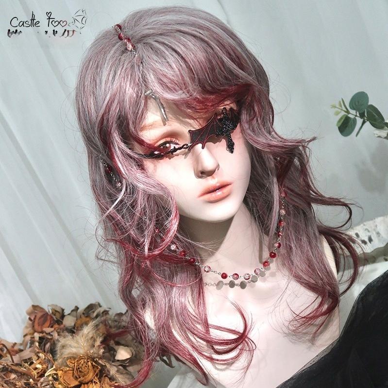 CastleToo~Moonlit Blooms~Gothic Lolita Wig Gradient Wine Red Texturizing Lolita Wig