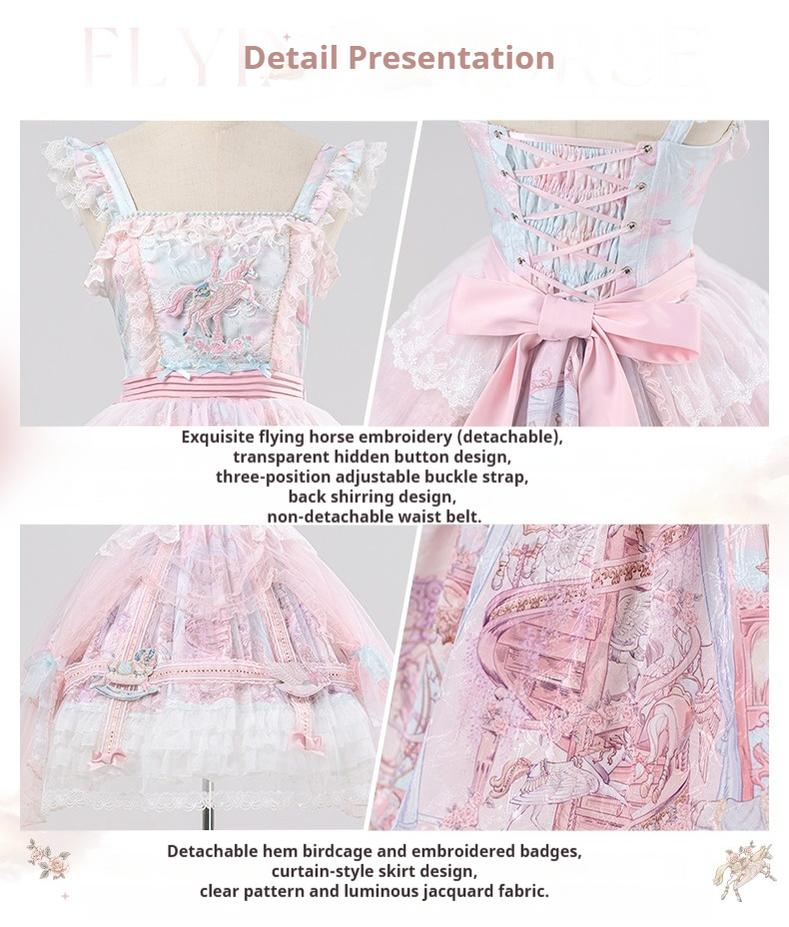 Urtto~Pegasus Park~Sweet Lolita JSK Dress Dual Color Princess Lolita Dress Set